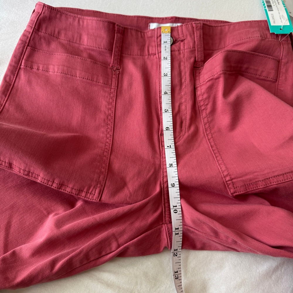 Studio Blue Shaya High Rise Patch Pocket Ankle Straight Pant 6 Dark Pink Career - Picture 8 of 8
